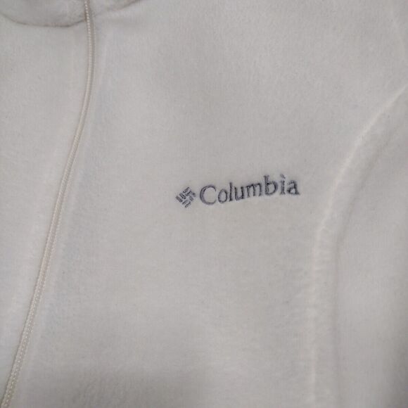 Fleece White Vest Columbia Benton Size M Zip Up Casual Cowl neck Pockets - Picture 6 of 14
